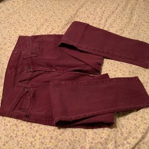 7 For All Mankind ‘Gwenevere’ Women’s Skinny-Ankle Maroon Jeans (28x30)